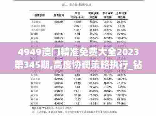 4949澳门精准免费大全2023第345期,高度协调策略执行_钻石版13.192