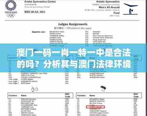 澳门一码一肖一特一中是合法的吗？分析其与澳门法律环境的关联