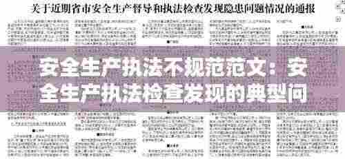 安全生产执法不规范范文:安全生产执法检查发现的典型问题