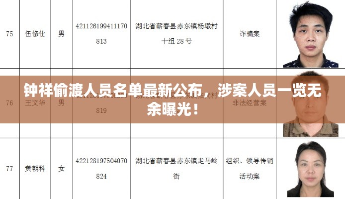 钟祥偷渡人员名单最新公布,涉案人员一览无余曝光!