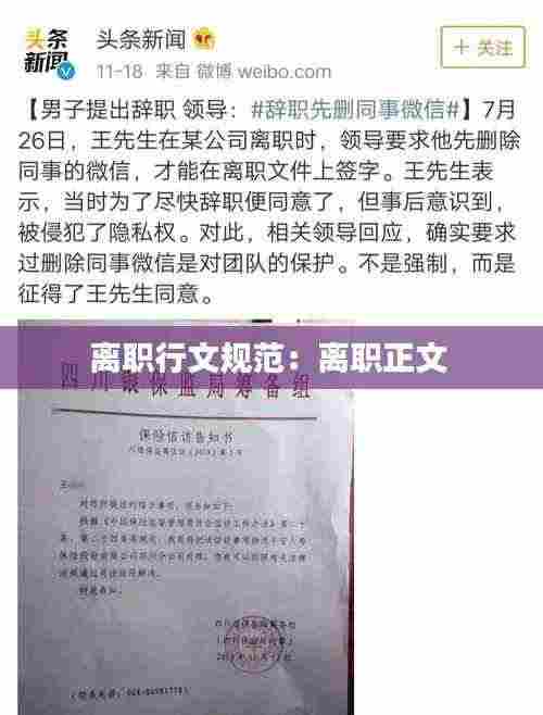 离职行文规范:离职正文