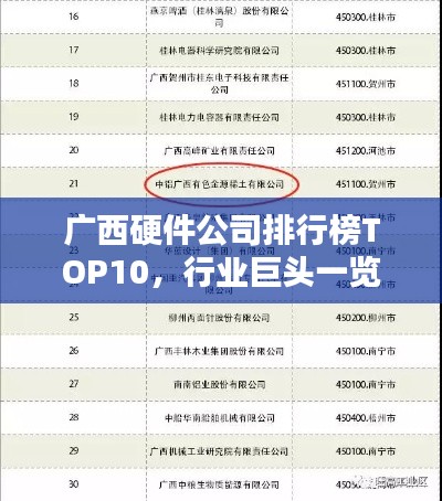 广西硬件公司排行榜TOP10，行业巨头一览