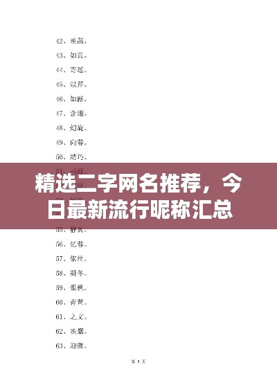 精选二字网名推荐,今日最新流行昵称汇总
